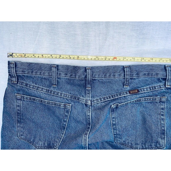36x30 Rustler Regular Fit Straight Leg Mens Hardworking Denim Blue Jeans Issue - Picture 9 of 12